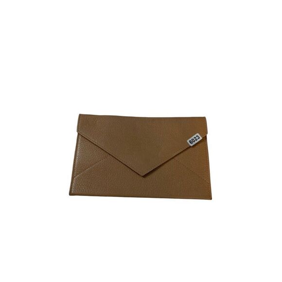 Tan Faux Leather Envelope Clutch Wallet With Snap Closure - Picture 8 of 8